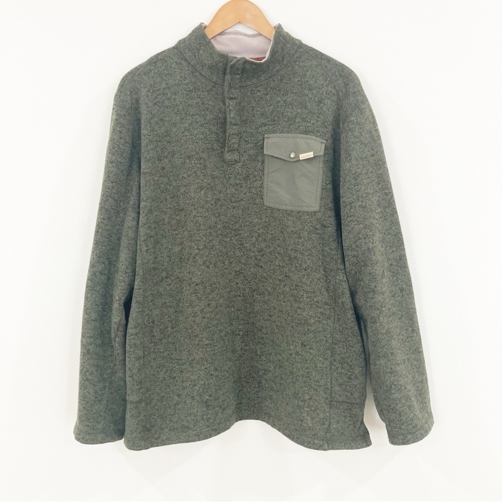 Woolrich Olive Crewneck Sweater with Pocket